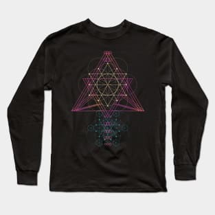 Flower of Life Shirt - Rainbow Triangle - Sacred Geometry - Festival - Psychedelic Artwork - Spiritual Long Sleeve T-Shirt